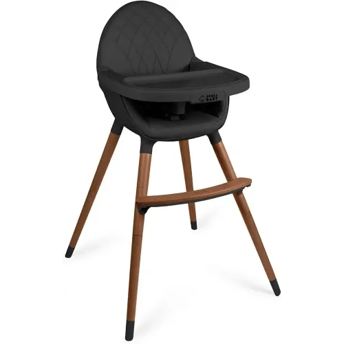Convertible High Chair for Babies, Toddlers, Kids & Children - Wooden Highchair with Adjustable Height & Dishwasher Safe Tray - Wood Feeding & Dining Chair - Converts to Booster Seat (Black)