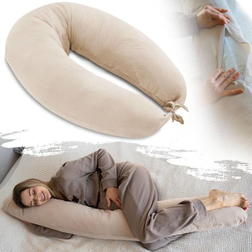 PaLulli® XL Nursing Pillow, 170 x 30 cm Muslin Cover, Pregnancy, Side Sleeper Pillow, Nursing Cover, 100% Organic Cotton, Comfort Pillow, Adult Baby Nest, Newborn : Amazon.de: Baby