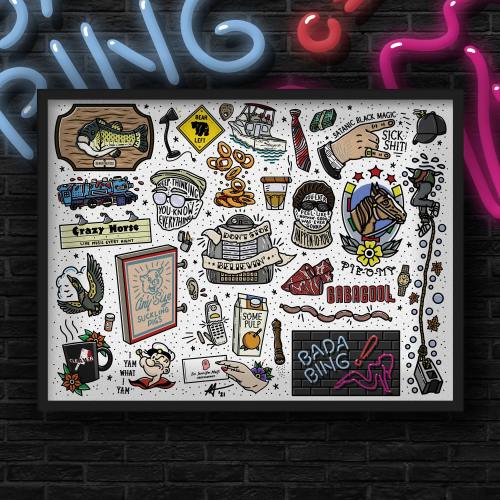 Traditional Tattoo Flash Art Print | Italian Mafia Art | Mob Violence | Italian Pride | Gabagool