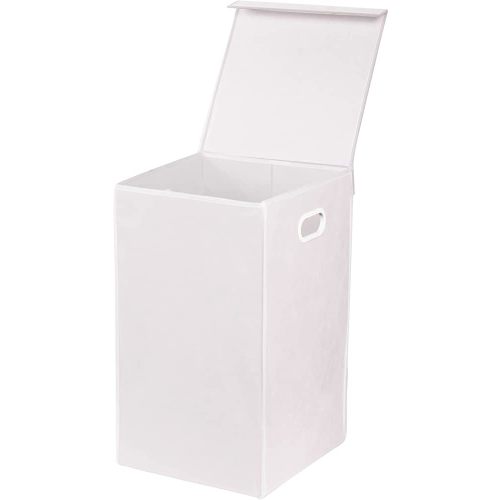 Simple Houseware Foldable Laundry Hamper Basket with Lid, White