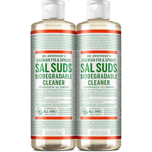 Dr. Bronner's - Sal Suds Biodegradable Cleaner (16 Ounce, 2-Pack) - All-Purpose Cleaner, Pine Cleaner for Floors, Laundry & Dishes, Concentrated, Cuts Grease & Dirt, Powerful Cleaner, Gentle