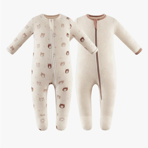 Owlivia Organic Cotton Baby Pajamas, Boys Girls Zip Front Sleep 'N Play Pjs, Footed Sleeper, Long Sleeve