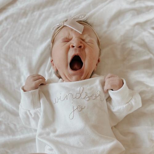 Personalized Sweatshirt Bubble Romper | Custom Embroidered Baby Name Romper