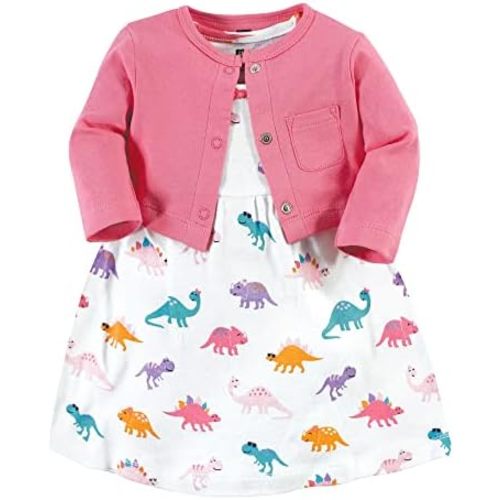 Hudson Baby Baby Girls' Cotton Dress and Cardigan Set