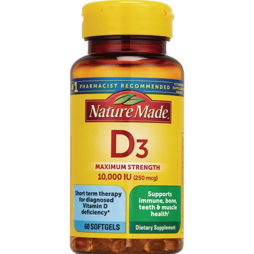 Nature Made Maximum Strength Vitamin D3 10000 IU (250 mcg) Softgels, 60 CT