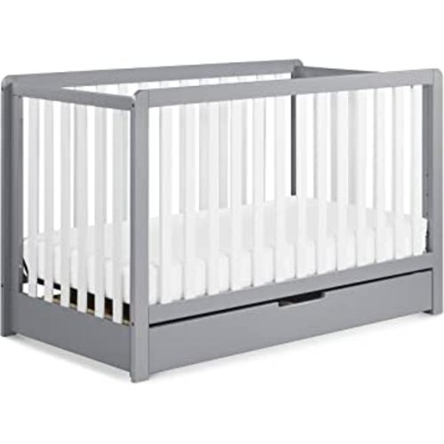 Carter's by DaVinci Colby 4-in-1 Convertible Crib with Trundle Drawer in Grey and White, Greenguard Gold Certified, Undercrib Storage