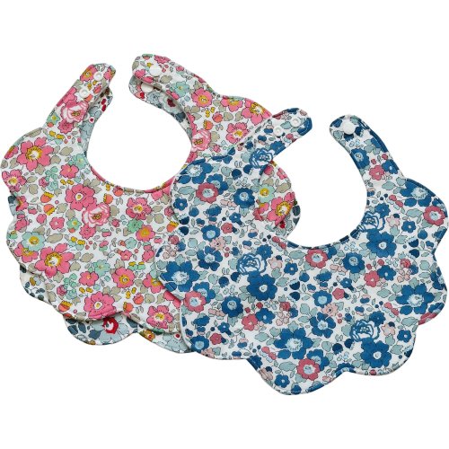 Liberty of London Scallop Baby Dribble Bib, Pack of 3, Betsy Fabric - My Little Shop UK Exclusives | Maisonette
