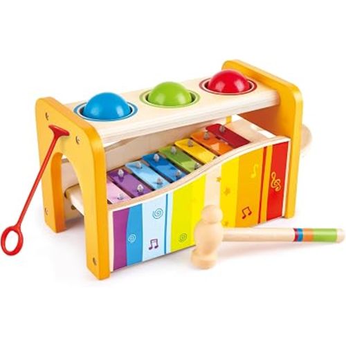 Hape Pound & Tap Bench with Slide Out Xylophone - Award Winning Durable Wooden Musical Pounding Toy for Toddlers