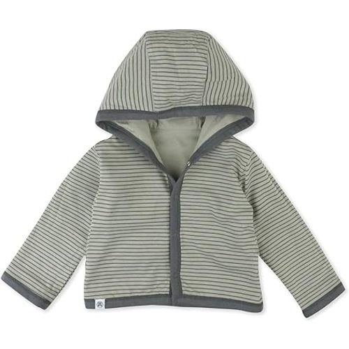 HonestBaby Snap-Front Hooded Jackets, Side-Snap Top, Hoodies in Cozy 100% Organic Cotton Infant Baby Boys, Girls, Unisex