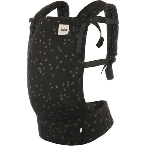 Baby Tula Discover Free-to-Grow Baby Carrier, Adjustable Newborn to Toddler Carrier, Ergonomic and Multiple Positions for 7 - 45 pounds, Black with Gray Stars