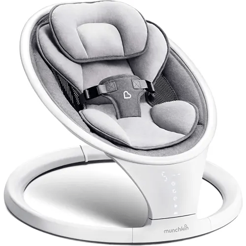 Munchkin® Bluetooth Enabled Lightweight Baby Swing with Natural Sway in 5 Ranges of Motion, Includes Remote Control, White