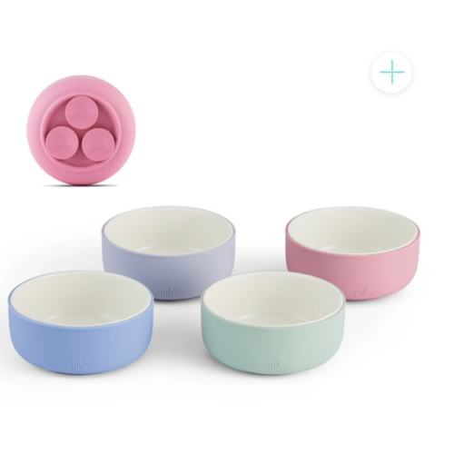 Porcelain Bowl with Silicone Suction Sleeves