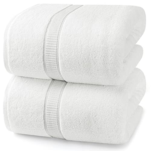 Utopia Towels Luxurious Jumbo Bath Sheet 2 Piece, 600 GSM, 35 by 70 Inches, 100% Ring Spun Cotton, Highly Absorbent and Quick Dry Extra Large Bath Towel, Super Soft Towel, White