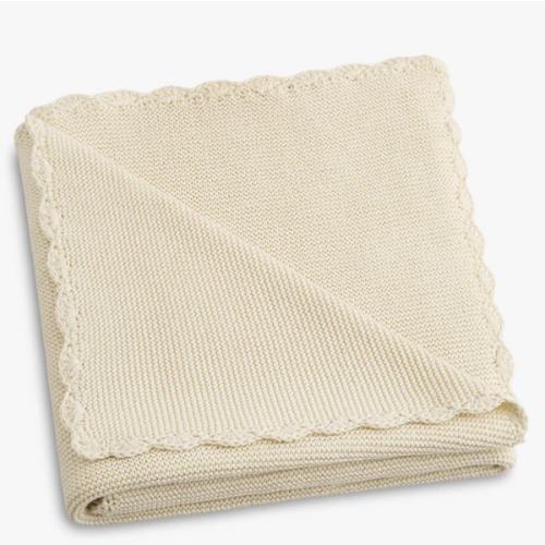 Cotton Knit Baby Blanket - Ivory | Gooselings