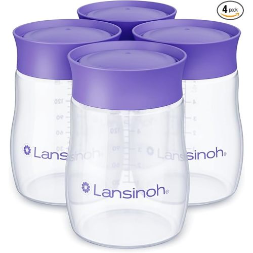 Lansinoh Breastmilk Storage Bottles | 4-Pack 5oz BPA & BPS-Free | Pump-to-Storage Feeding Bottles | Compatible with Lansinoh Breast Pumps and Nipples