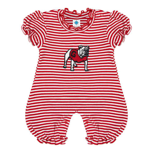 Georgia Bulldogs Stripe Puff Sleeve Romper | College Baby