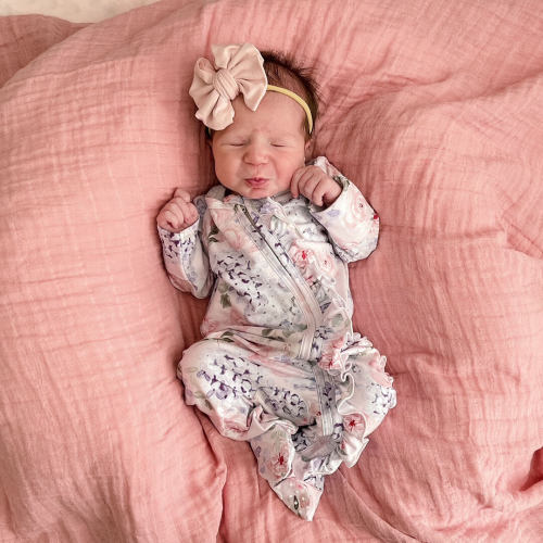 Henlee's Hydrangea Ruffle Zipper Footie