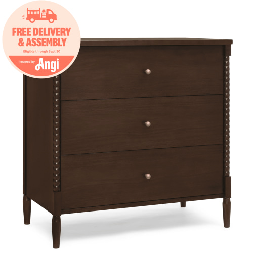 Delta Children Lily 3 Drawer Dresser with Interlocking Drawers, Walnut Espresso