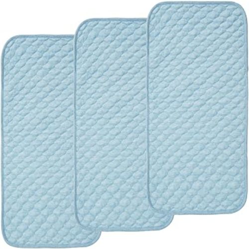 BlueSnail Quilted Thicker Waterproof Changing Pad Liners,3 Count(Blue 13” x 27”)