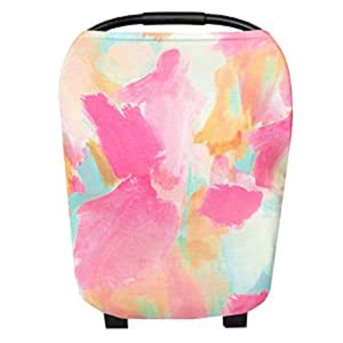 Baby Car Seat Cover Canopy and Nursing Cover Multi-Use Stretchy 5 in 1 Gift "Monet" by Copper Pearl