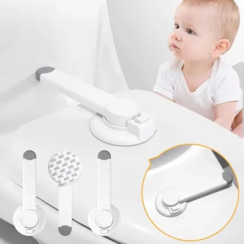 Baby Toilet Lock for Child Safety，3 Pack Baby Proof Toilet Seat Lock,Fit for Most Toilet Lid，No Tools Installation
