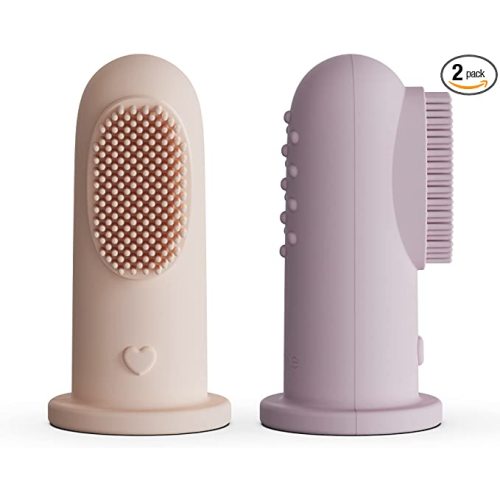 Moonkie Baby Toothbrush Finger Toothbrush Oral Cleaner Kit for 3 Months +, 2 Pcs (Blush/Pale Mauve)