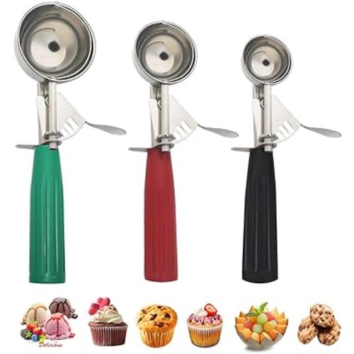 Cookie Scoop Set, Ice Cream Scoop Set, Multiple Size Large-Medium-Small Size Disher, Professional 18/8 Stainless Steel Cupcake Scoop