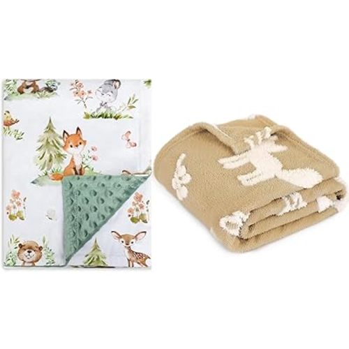 BORITAR Baby Blanket for Boys Girls Super Soft Double Layer Minky with Dotted Backing+3D Fleece Baby Blanket for Girls, Soft Warm Jacquard Plush Bed Blanket