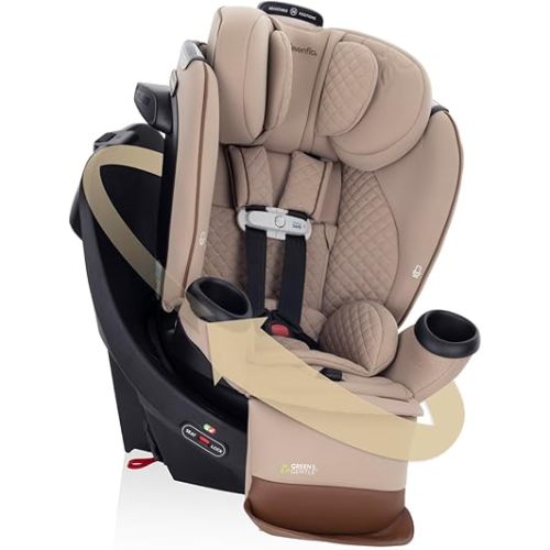 Evenflo Revolve360 Extend All-in-One Rotating Car Seat with Green & Gentle Fabric (Travertine)