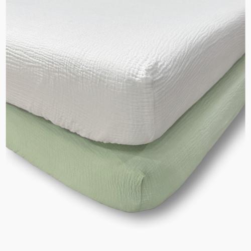 Levtex Baby Cloud Muslin Fitted Sheet Set of 2 - Sage/White