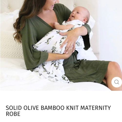Solid Olive Bamboo Knit Maternity Robe