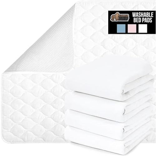 Gorilla Grip Washable Toddler Mattress Incontinence Pads, Reusable Waterproof Bed Underpads, Absorbent Leak Proof, 36x32 4 Pack Slip Resistant Pad Protector Absorbs 5 Cups for Bedwetting, Adults, Kids