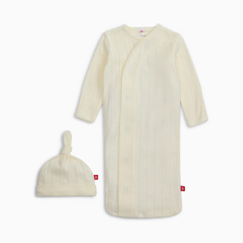 Magnetic Me Organic Cotton Magnetic Gown & Hat Set - Love Lines Tofu, Newborn