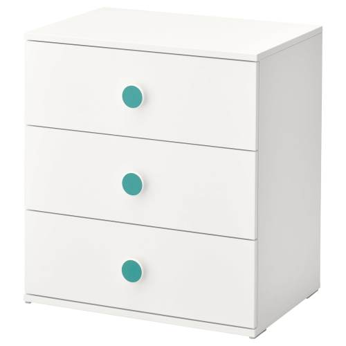 GODISHUS 3-drawer chest - white 23 5/8x25 1/4 "
