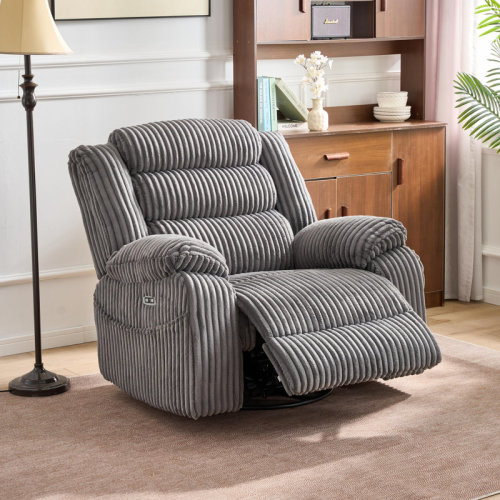 Latitude Run® Extra Wide Power Recliner Chair 270° Swivel with Heat Massage, USB & Type C Charging Port- & Reviews | Wayfair