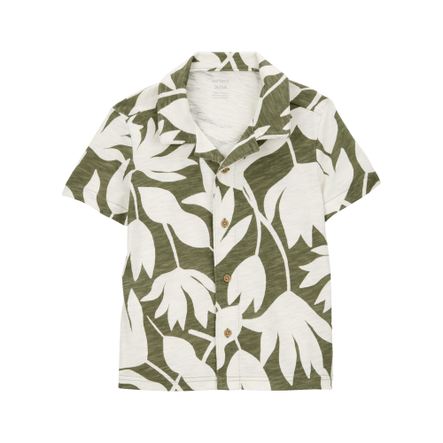 Baby Tropical Print Cotton Short-Sleeve Fashion Top - Olive/White - Carter's | Carter's