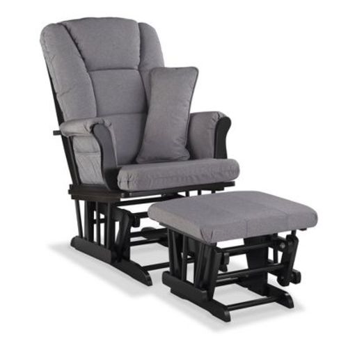 Storkcraft Tuscany Glider Nursery Rocking Chair and Ottoman - Black/Slate Gray Swirl