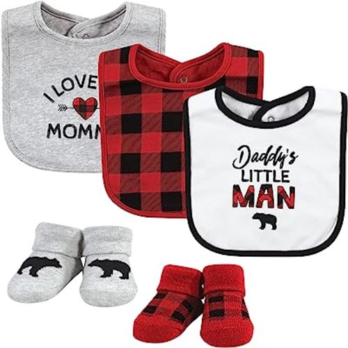 Hudson Baby Unisex BabyCotton Bib and Sock Set