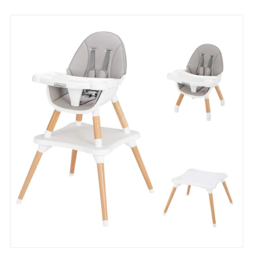 Joymor 5-in-1 Baby High Chair - Adjustable Height & Reclining Seat (Off-White/Grey)