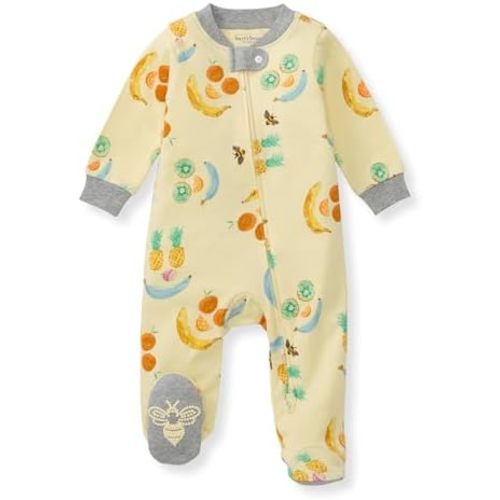 Burt's Bees Baby Baby Girls Pajamas, Zip Front Non-Slip Footed Sleeper Pjs, 100% Organic Cotton
