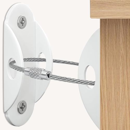 Furniture Anchors (8 Pack) for Baby Proofing, Anti Tip Furniture Anchor Securing 420lbs Tension Earthquake Resistant Metal Furniture Wall Anchor Prevent Baby Pet from Falling Furniture