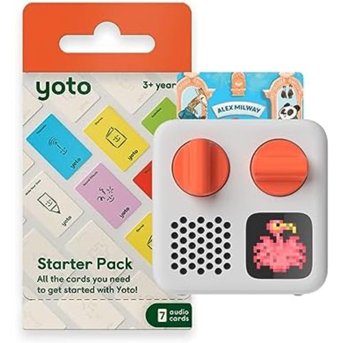 Yoto Mini (2024 Edition) + Starter Pack Bundle – Kids Screen-Free Bluetooth Audio Player, All-in-1 Travel Device Plays Stories Music Podcast Radio Ok-to-Wake Clock, Use as Speaker or with Headphones
