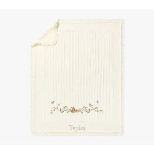 AERIN Fawn Pointelle Baby Blanket , Ivory Multi