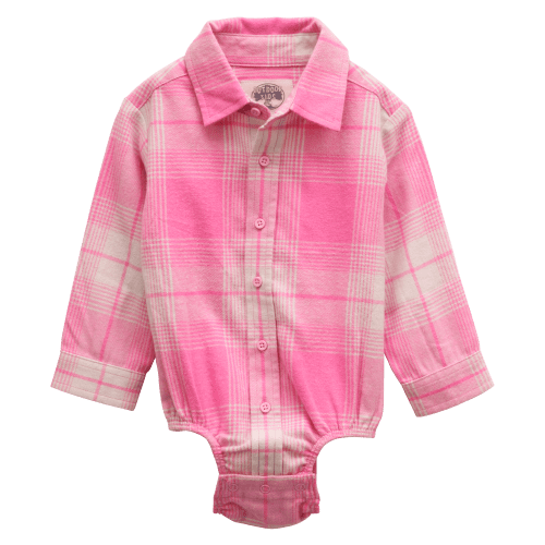 Outdoor Kids Flannel Long-Sleeve Button-Down Bodysuit for Babies