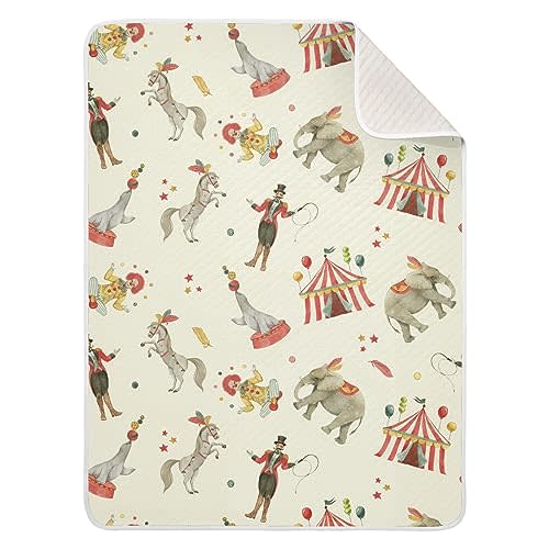Pigsaly Watercolor Circus Animals Baby Blankets 30 X 40 in Clown Tent Toddler Blanket Newborn Crib Blanket Nursery Bed Blankets for Stroller Toddler Bed Carseat