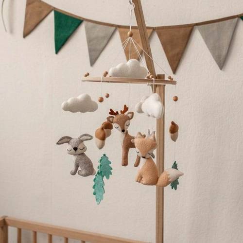 Baby mobile woodland mobile Nursery mobile woodland animals Crib mobile baby mobile hanging mobile Baby shower gift