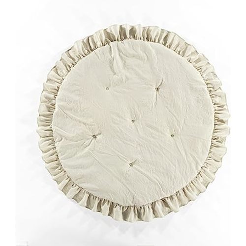 Lush Decor Baby Round Ruffle Play Mat, 36" Diameter, Neutral