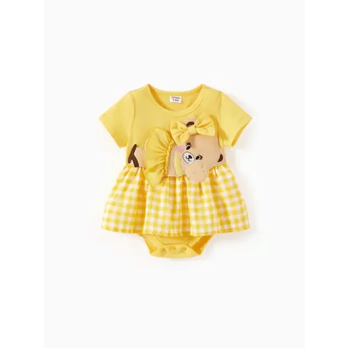 Baby Girl Childlike Animal Print Embroidered Romper Only $17.99 PatPat US Mobile