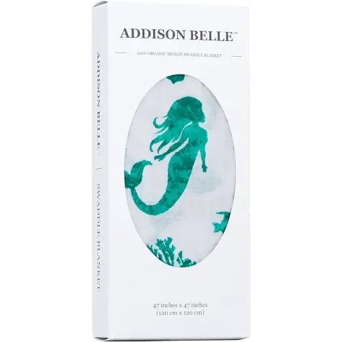 Baby Swaddle Blanket - 100% Muslin Cotton Unisex Soft Swaddle Wrap for Baby Boys or Girl - Neutral Newborn Receiving Blankets - Nursery Swaddling for Babies - 47” x 47” (Mermaid)