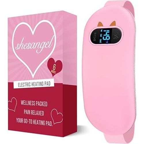 Portable Heating Pad for Period Cramps: FSA HSA Eligible Cordless Menstrual Heating Pad with 6 Heat Levels and 6 Massage Modes, 3s Fast Heating Gift for Women and Girl(Pink)